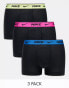 Nike Everyday Cotton Stretch trunks 3 pack in black with neon waistband