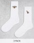 Фото #1 товара ASOS DESIGN 2 pack sock with basketball embroidery in white