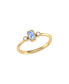 ფოტო #1 პროდუქტის Emerald Tanzanite Gemstone Round Natural Diamond 14K Yellow Gold Birthstone Ring