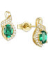 ფოტო #1 პროდუქტის Lab-Grown Emerald (3/4 ct. t.w.) & Lab-Grown White Sapphire (1/6 ct. t.w.) Oval Swirl Stud Earrings in 14k Gold-Plated Sterling Silver