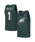 Фото #2 товара Men's Threads Jalen Hurts Midnight Green Philadelphia Eagles Player Name and Number Tri-Blend Tank Top