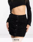 DTT Petite Jordan cord button front mini skirt in black