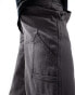 Selected Homme loose fit carpenter trousers in dark grey Серый, W32 L34 - фото #3