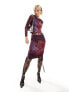 Фото #5 товара Labelrail x Dyspnea renaissance rodeo print mesh long sleeve top with embellished neck in purple