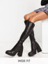 Schuh Wide Fit Della second skin heeled knee boots in black