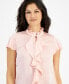 ფოტო #3 პროდუქტის Women's Ruffle-Trim Cap-Sleeve Blouse