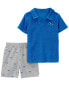 Фото #1 товара Костюм для малышей Carter's Набор пеньюар и шорты Baby 2-Piece Polo Shirt & Short Set