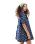 Фото #4 товара Sister Jane bow embroidered mini dress in denim co-ord