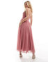 Фото #4 товара Anaya bandeau tulle midi dress with cut out detail dusty pink