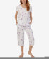 Women's Short Sleeve Top Capri Pants 2-Pc. Pajama Set