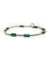 Non-Tarnishing Gold filled, 3mm Gold Ball and Emerald Glass Bead Stretch Bracelet