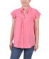 ფოტო #1 პროდუქტის Petite Flutter Sleeve Ruffle Neck Blouse