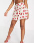 Фото #3 товара Miss Selfridge Premium embellished strawberry tierred mini skirt in ivory - IVORY