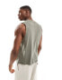 Фото #3 товара ASOS DESIGN 2 pack crew neck tanks in khaki and charcoal