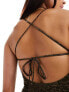 Фото #5 товара Monki mix and match tie back swimsuit in brown snake print