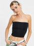 COLLUSION jersey double lined bandeau top in black