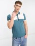 Farah Cleo colour block short sleeve polo in indigo green and white