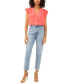 ფოტო #3 პროდუქტის Women's V-Neck Flutter Short Sleeve Top