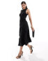 & Other Stories sleeveless midi dress with raw edge seams in black