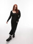 Фото #4 товара Повседневное платье Topshop Curve - Миди-платье с длинным рукавом, формирующее фигуру, черное, из легкого материала.