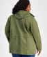 Plus Size Cotton Hooded Military Zip-Front Jacket