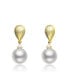 ფოტო #1 პროდუქტის Cubic Zirconia Sterling Silver Brushed Gold Plated Pearl Drop Earrings