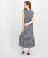 Women's Striped Tiered Sleeveless Midi Dress