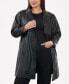 Women's Plus Size Belted Faux-Leather Trench Coat