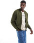 Polo Ralph Lauren icon logo double knit sweat bomber jacket in olive green