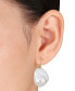ფოტო #2 პროდუქტის Cultured Freshwater Baroque Pearl (14-1/2 - 15mm) Leverback Drop Earrings in 14k Gold