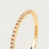 Minimalist gold-plated ring with glittering zircons White Essential Gold AN01-347