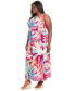 ფოტო #3 პროდუქტის Plus Size Printed Halter-Neck Maxi Dress