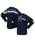 Women's College Navy Seattle Seahawks Spirit Jersey Lace-Up V-Neck Long Sleeve T-shirt