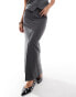 Pieces tailored slit front maxi skirt co-ord in magnet grey