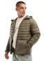 Jack & Jones packable padded jacket with hood in brown