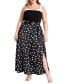 ფოტო #1 პროდუქტის Plus Size Maxi Skirt With Tie Waist