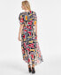 Women's Printed High-Low Flutter-Sleeve Dress