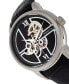 Automatic Sanford Semi Skeleton Blue or Black or Brown Genuine Leather Band Watch, 48mm
