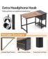 48" Home Office Desk with Storage Headphone Hook Shelf & 2 Drawers Laptop Desk