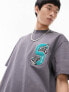 Topman oversized fit t-shirt with San Jose badge in charcoal