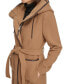 Фото #4 товара Women's Faux-Fur Hooded Wool Blend Belted Coat