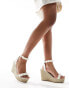 Фото #1 товара South Beach espadrille wedge sandals in cream with pearl embellishment