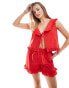 Фото #1 товара ASOS DESIGN linen blend tie front collar waistcoat in red