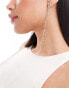 South Beach bride long embellished drop earrings in silver