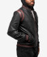 Men's Grainy Polyurethane Hooded Jacket with Faux Shearling Lining