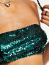 Фото #3 товара Kyo The Brand sequin bandeau crop top 3 piece co-ord in green