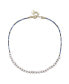 14k Yellow Gold Plated Light Blue Mineral Beads Bracelet with Freshwater Pearls for Kids/Teens