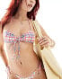 Фото #1 товара Motel kaia picot trim tartain triangle bikini top in pastel pink