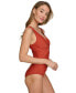 Фото #3 товара Women's Shirred Keyhole Detail One-Piece Swimsuit
