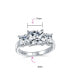 3CTW Square AAA CZ Princess Cut Promise Ring Cubic Zirconia Past Present Future Three Stone Engagement Ring for Women .925 Sterling Silver